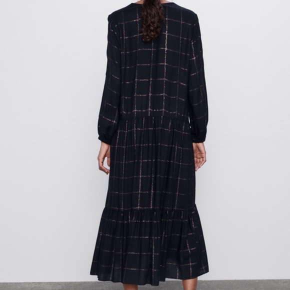 Zara Black Plaid Dress NWT - Picture 9 of 12